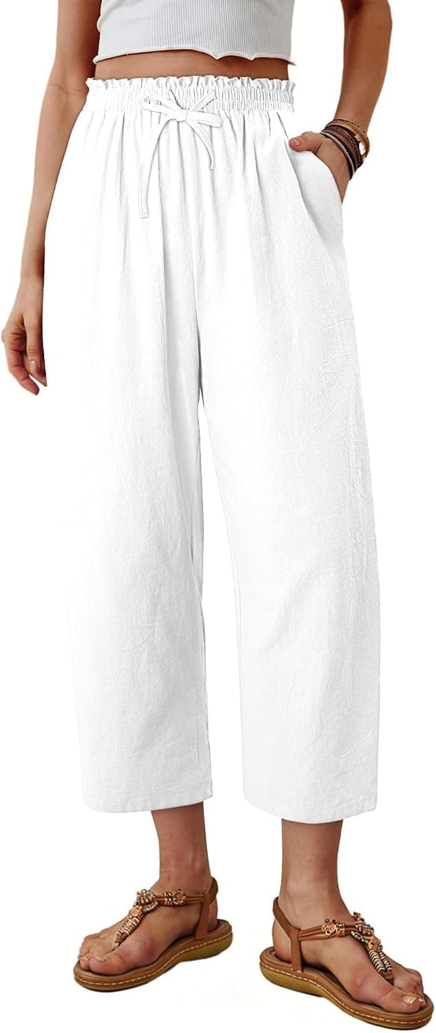 White cropped capri trousers