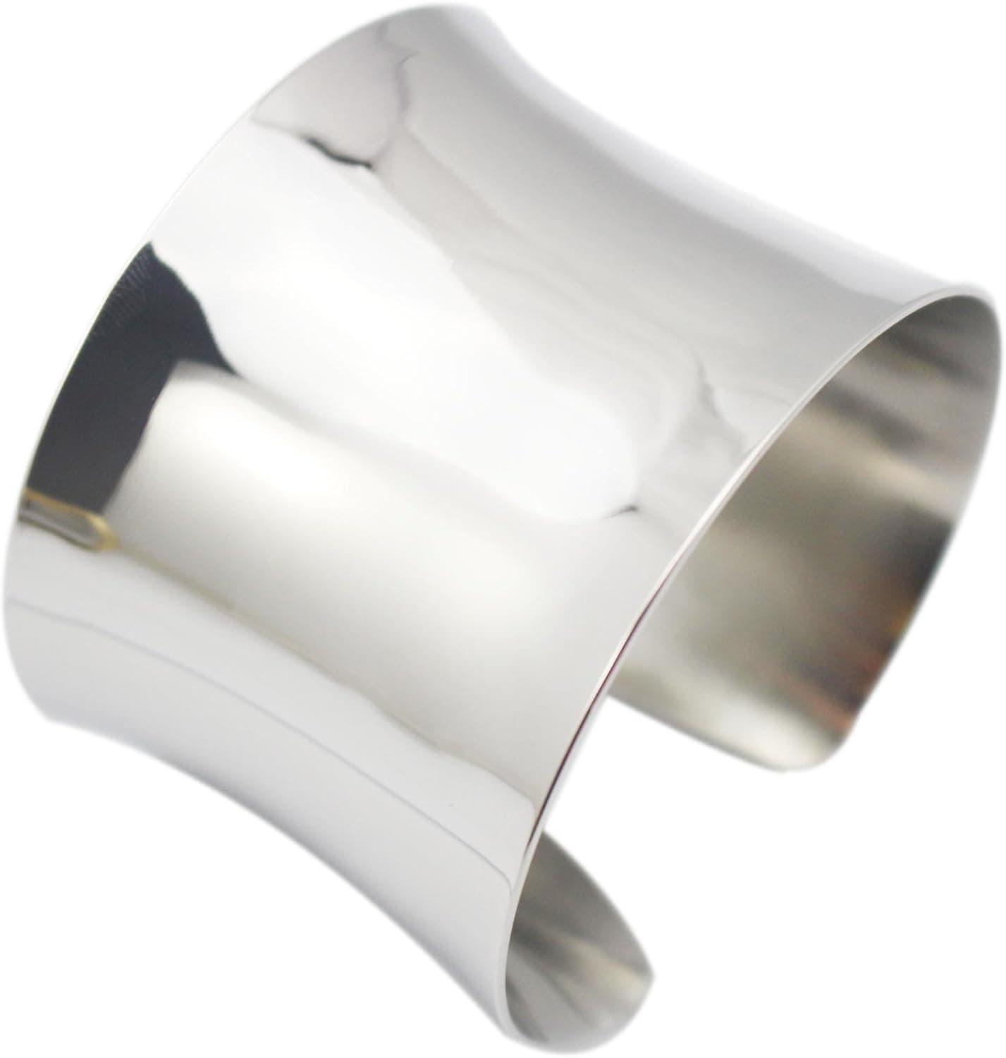 Silver wide grooved cuff bracelet