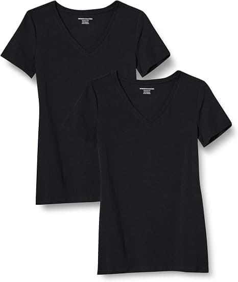 Amazon Essentials plus-size black V-neck T-shirt