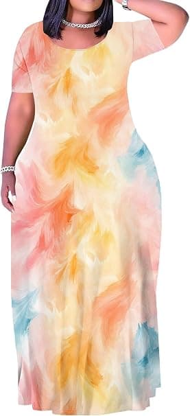 Pastel tie-dye plus-size maxi dress