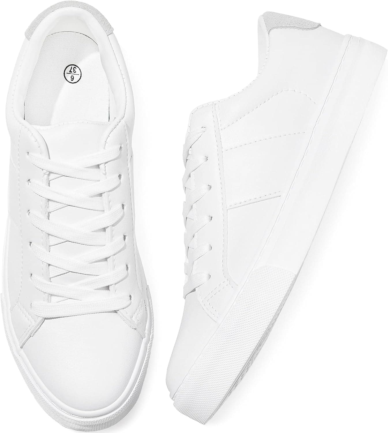 White PU-leather low-top sneakers