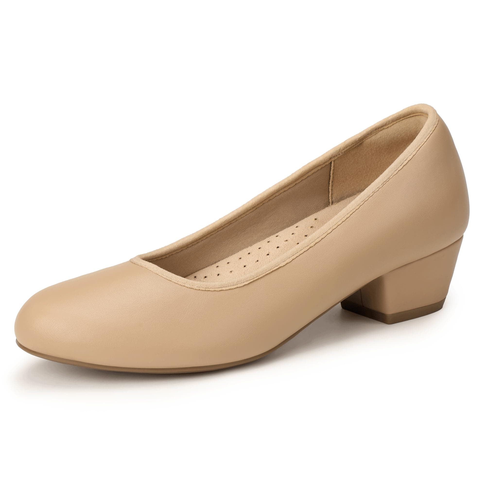 Nude pointed-toe block-heel pumps
