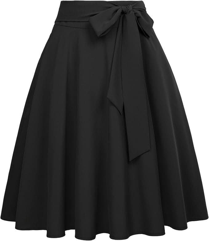 Plus-size pleated A-line midi skirt