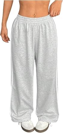 Floerns plus-size light-gray side-striped sweatpants