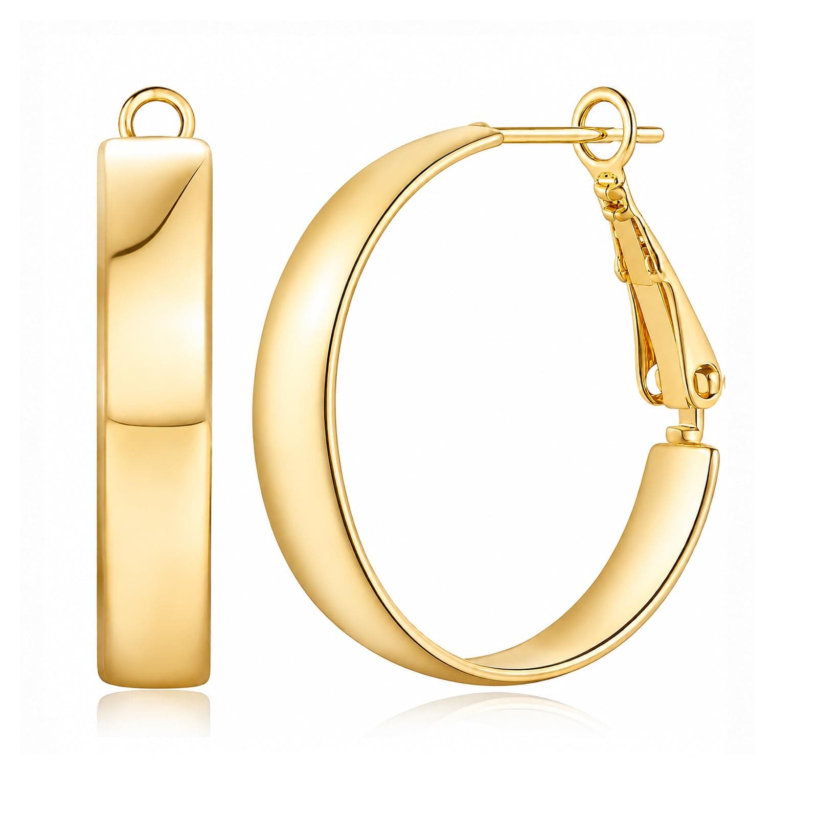 Gold square-edge hoop earrings