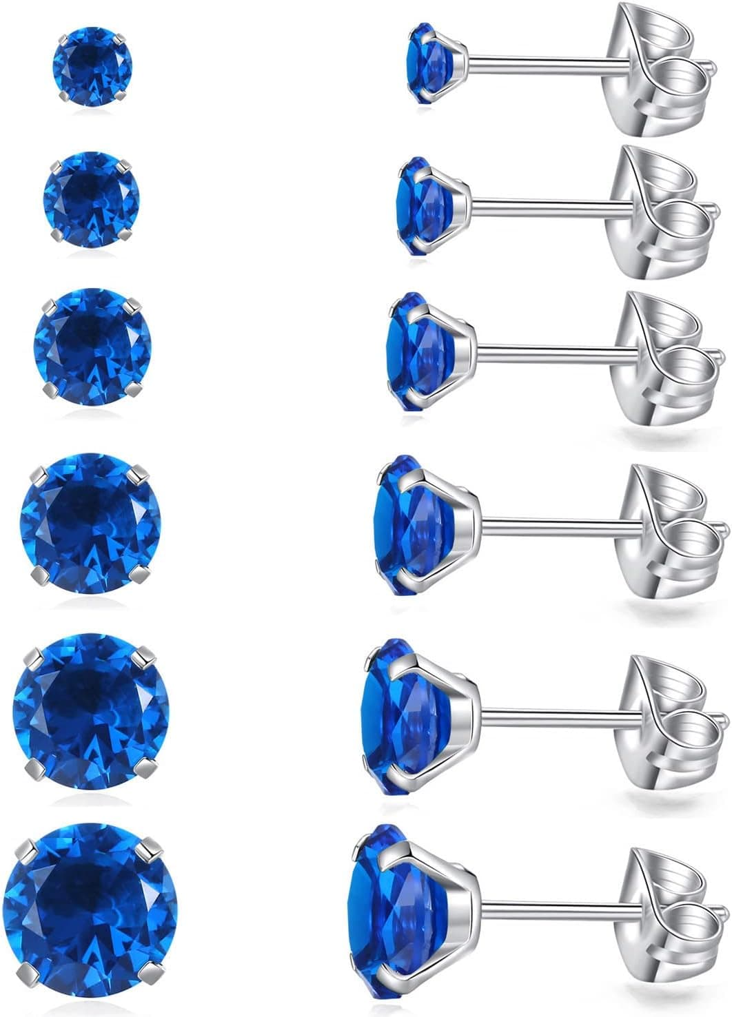 Royal-blue CZ stud earrings