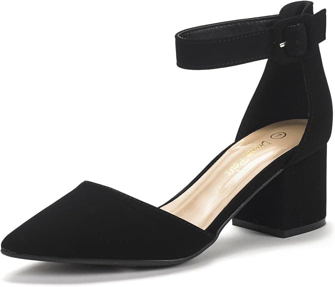 Nude pointed block-heel pumps
