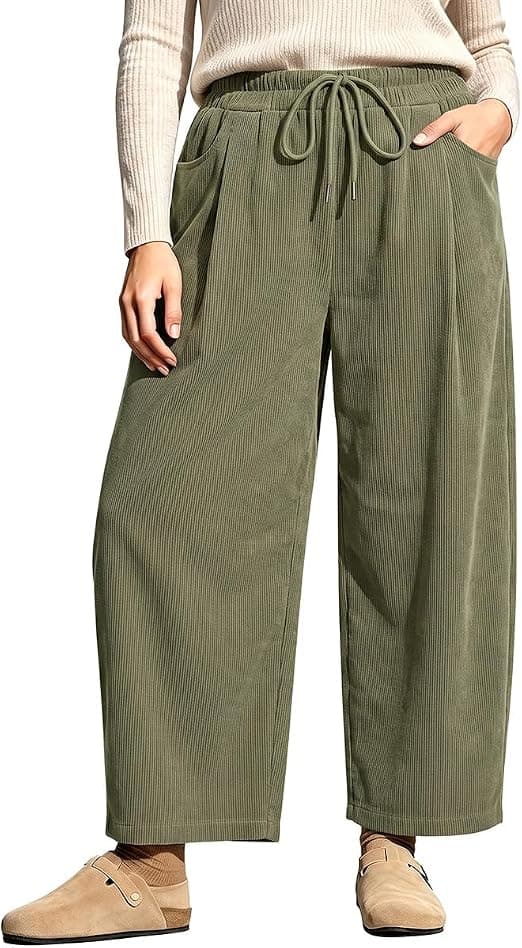 Plus-size wide-leg corduroy pants