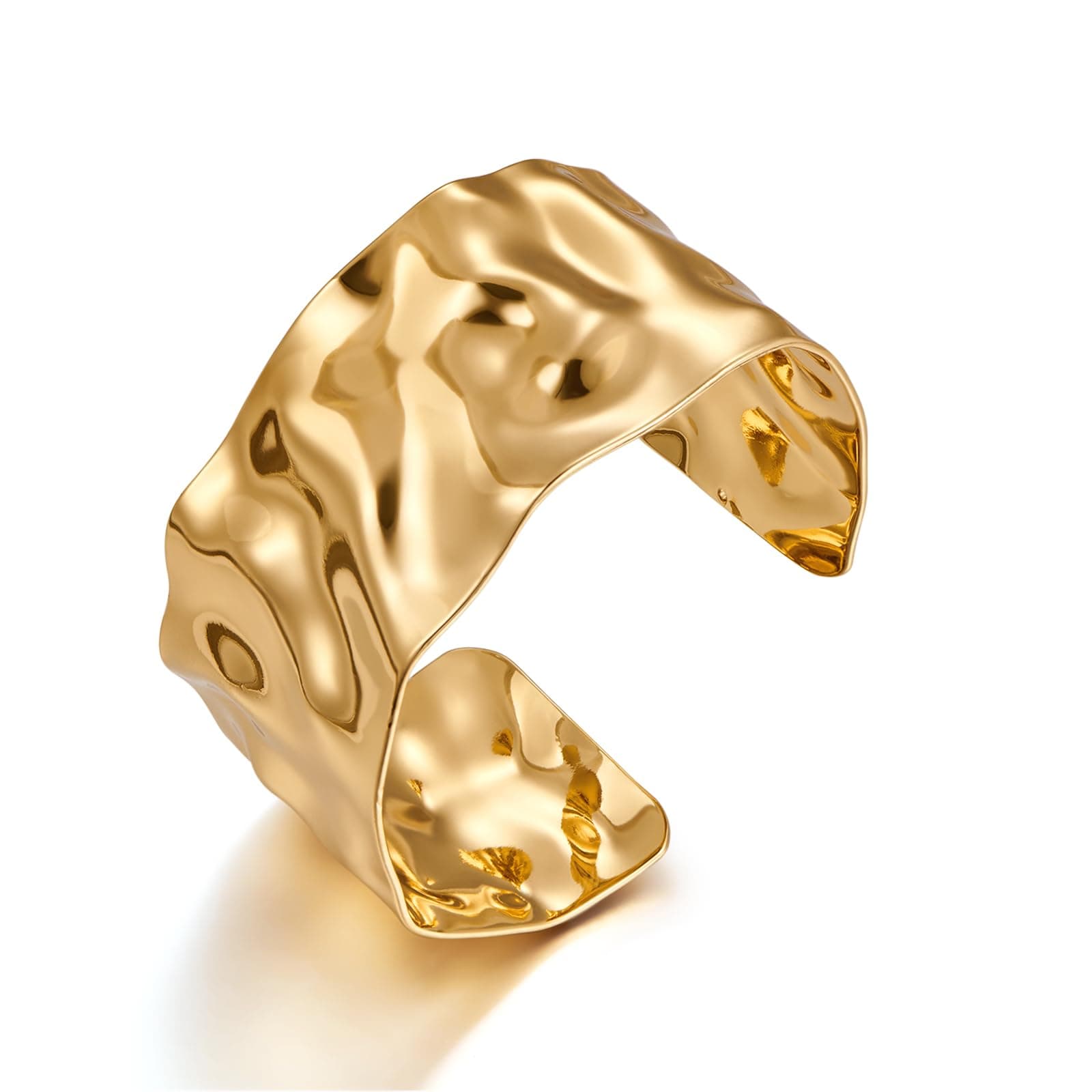 Wide gold cuff-style bangle bracelet