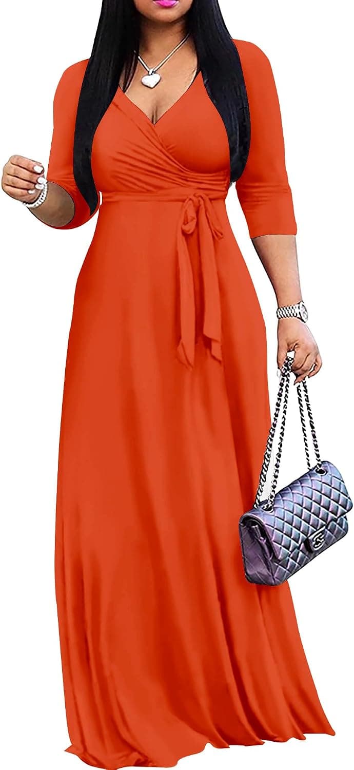 Orange plus-size matte-jersey wrap dress