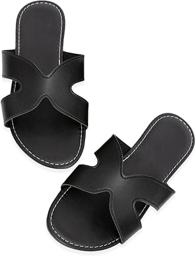 Luoika black wide-width flat sandals