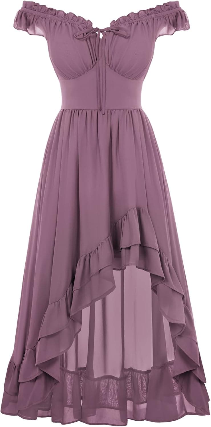 Lilac-purple plus-size off-shoulder corset dress