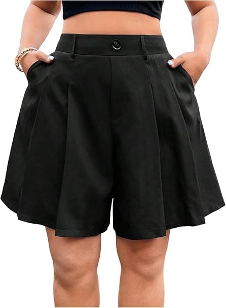 Plus-size tailored wide-leg shorts