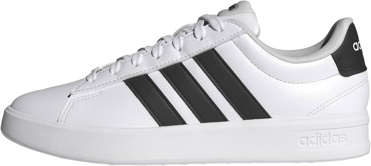 White-and-black Adidas sneakers