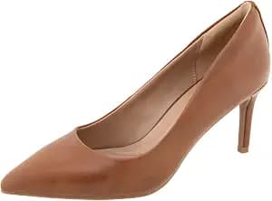 Cognac wide-width pointed pumps