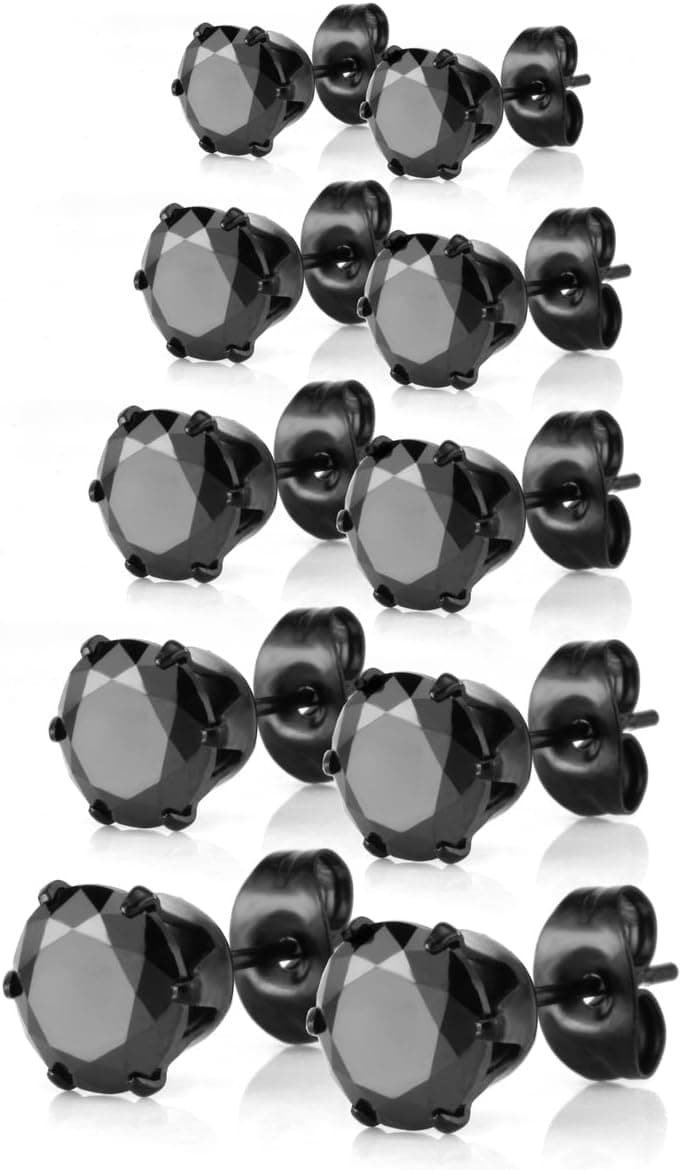Black CZ stud earrings
