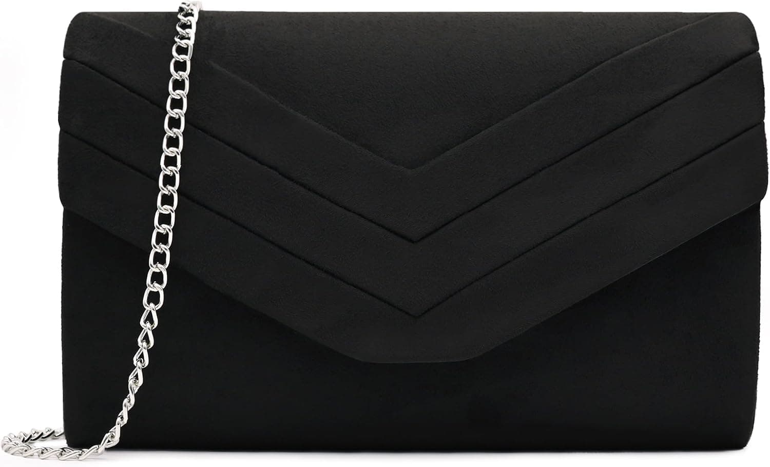 Black suede pleated clutch