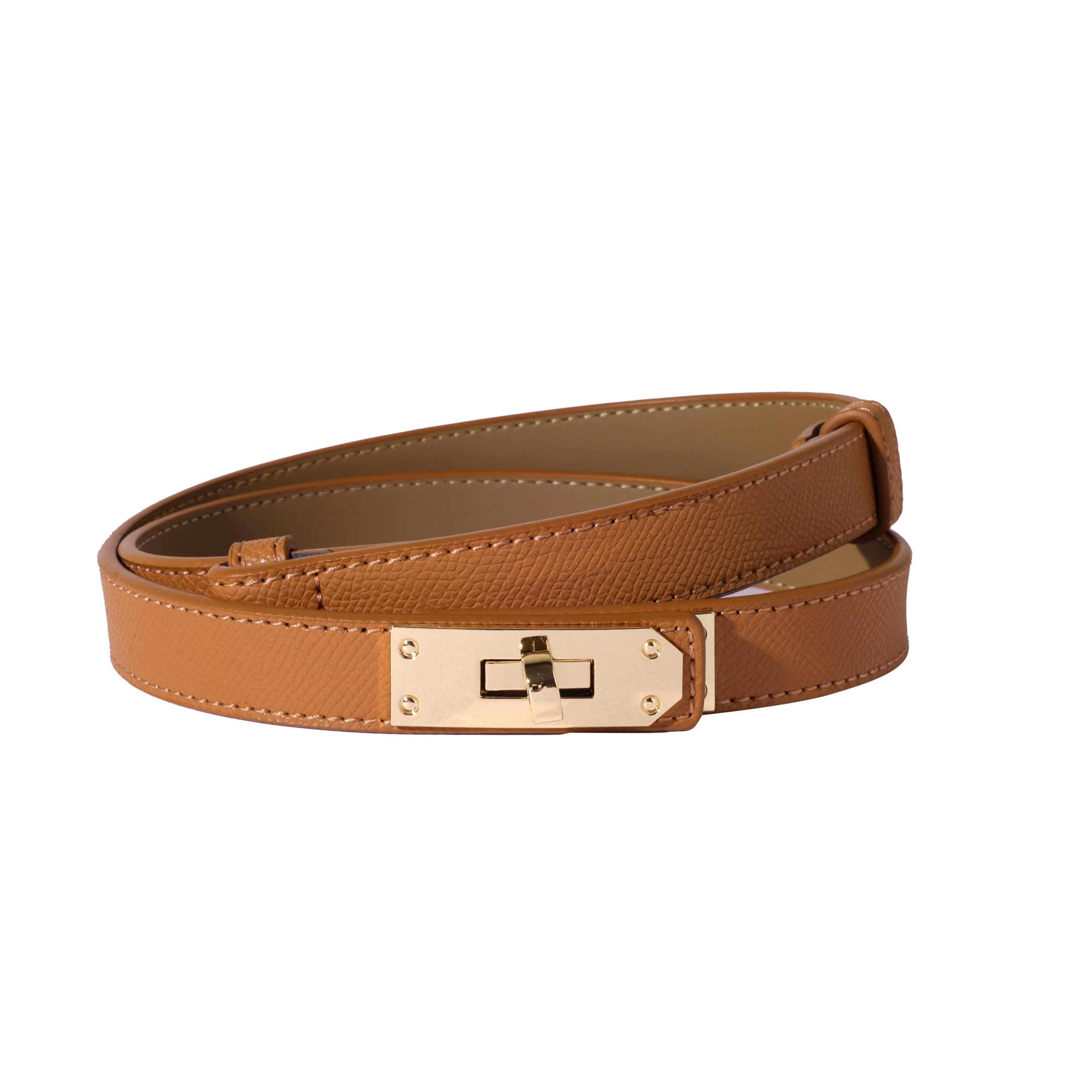 Brown PU-leather tie waist belt