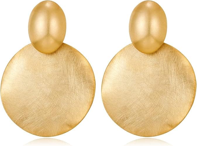 FAMARINE matte-gold disc drop earrings