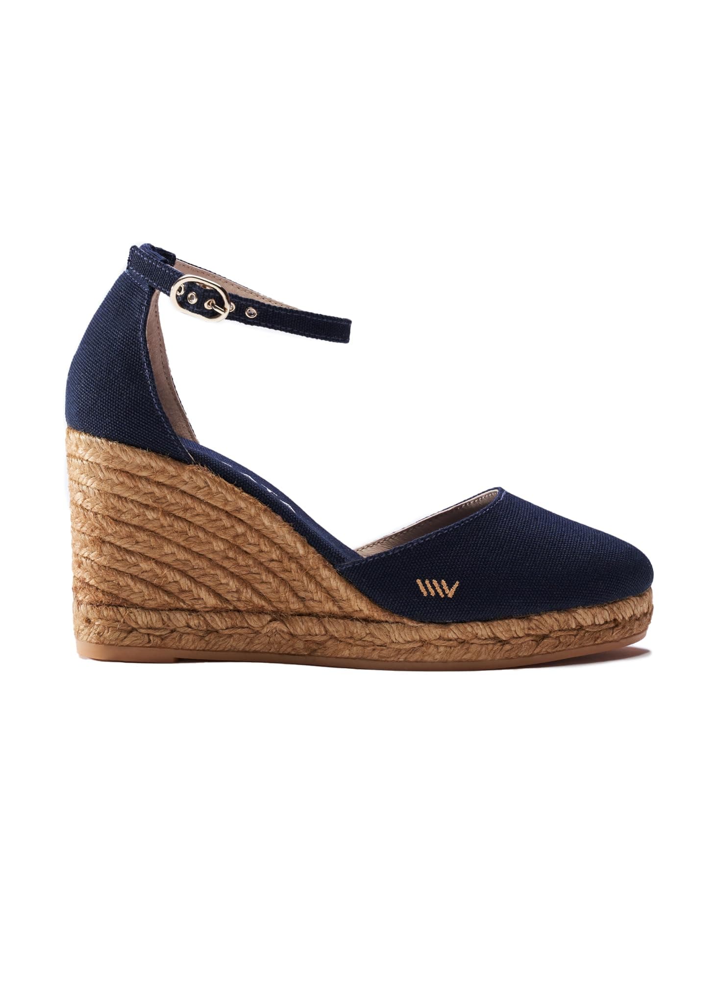 Navy espadrille wedge sandals