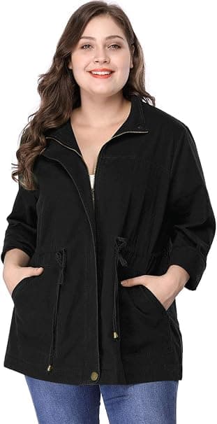 Plus-size utility anorak jacket