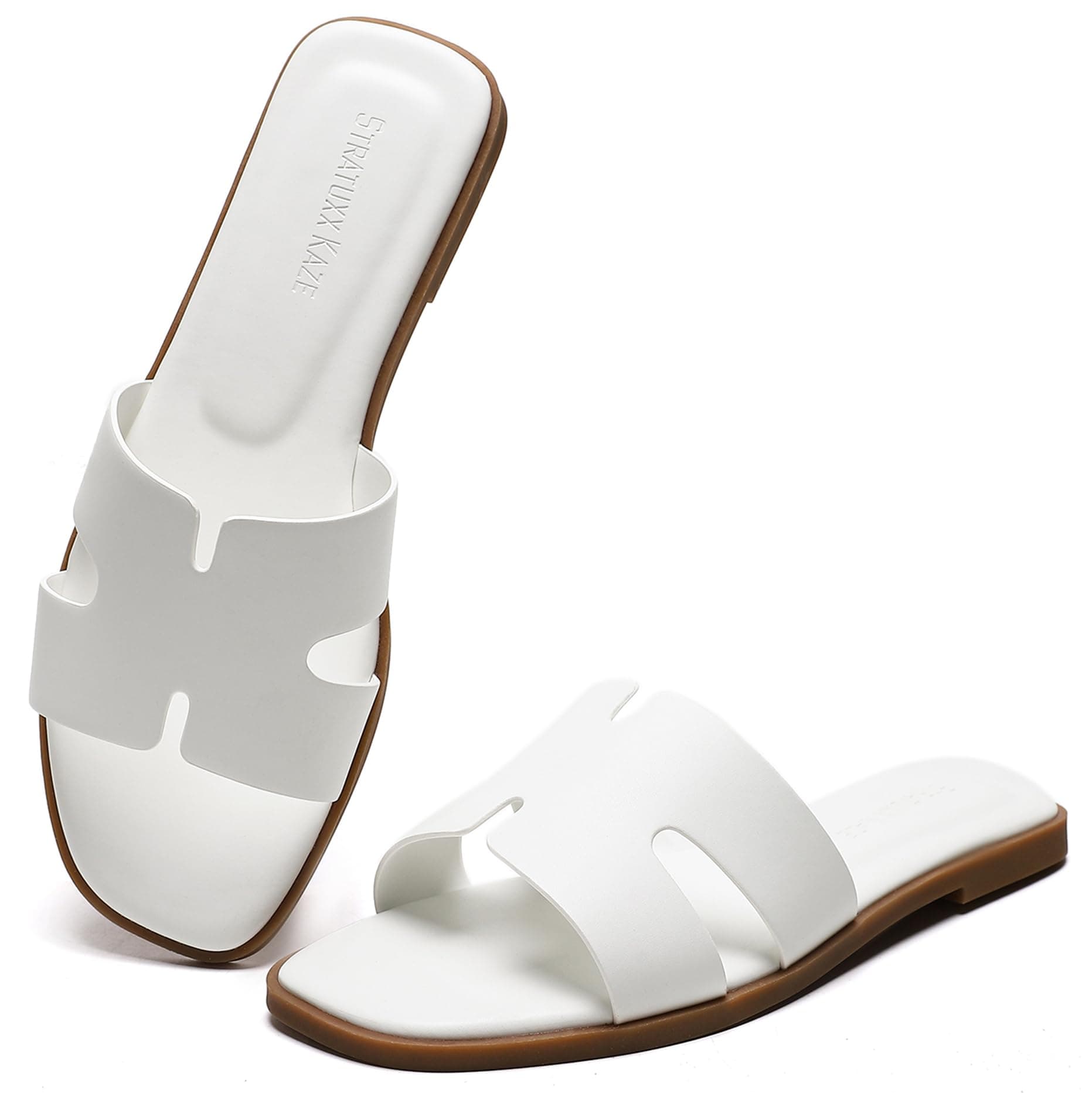 Luoika white wide-width flat sandals