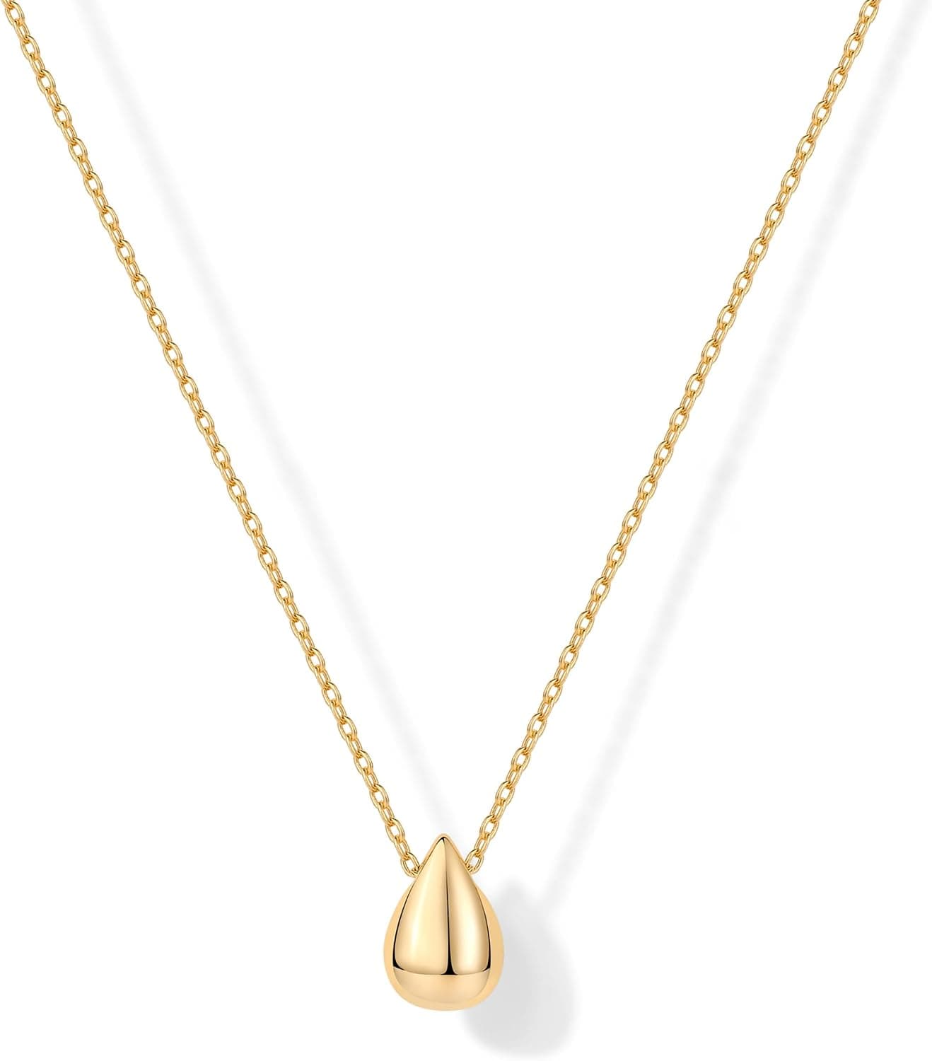 Gold pear pendant necklace
