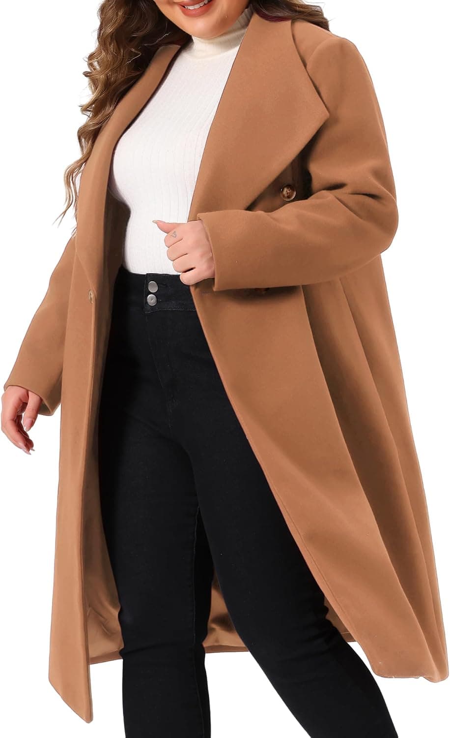Camel plus-size peacoat overcoat