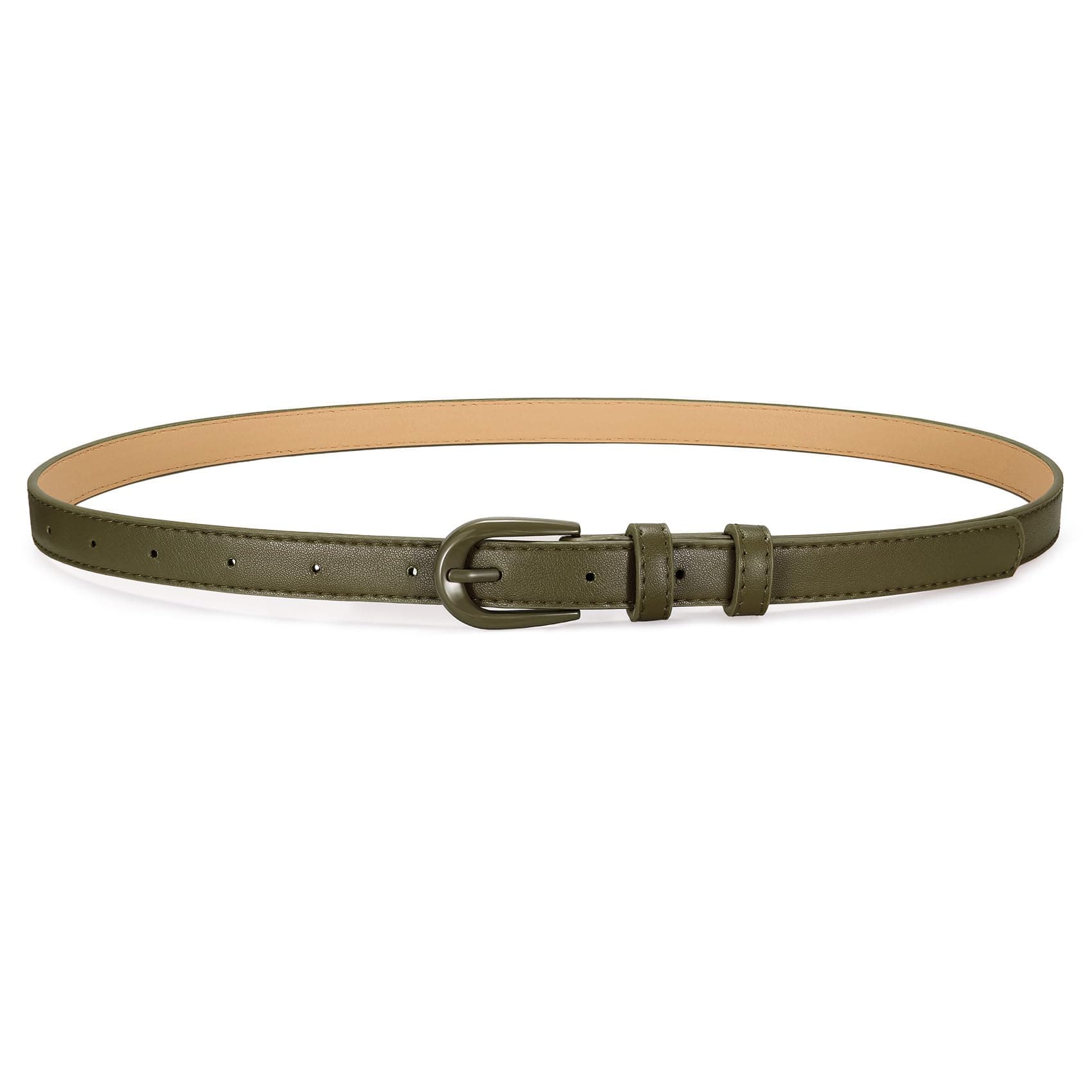 Dark-olive skinny leather belt