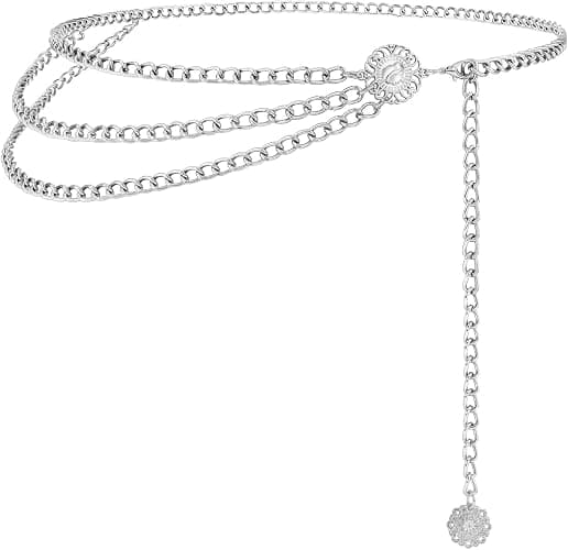 Adjustable silver-and-gold chain belt