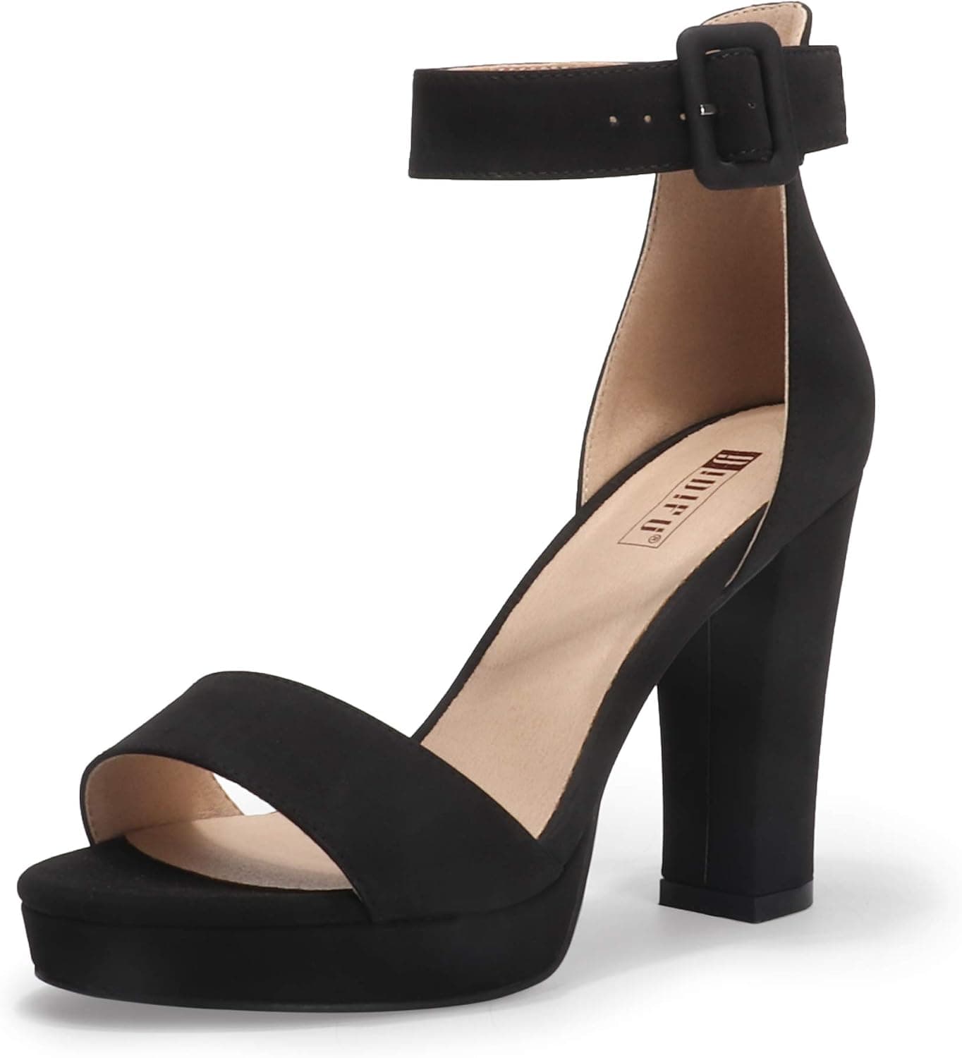 Black platform ankle-strap heels
