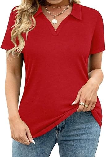TIYOMI plus-size red collared polo shirt