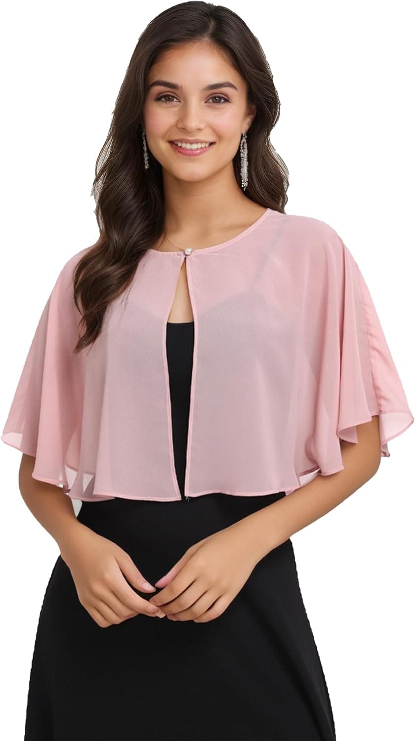 Blush chiffon capelet