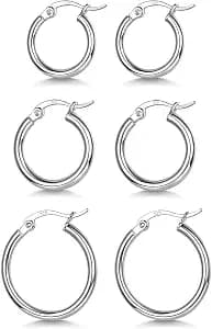 Fcebsty small 925 silver hoops