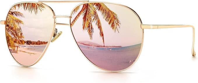 Rose-gold aviator sunglasses