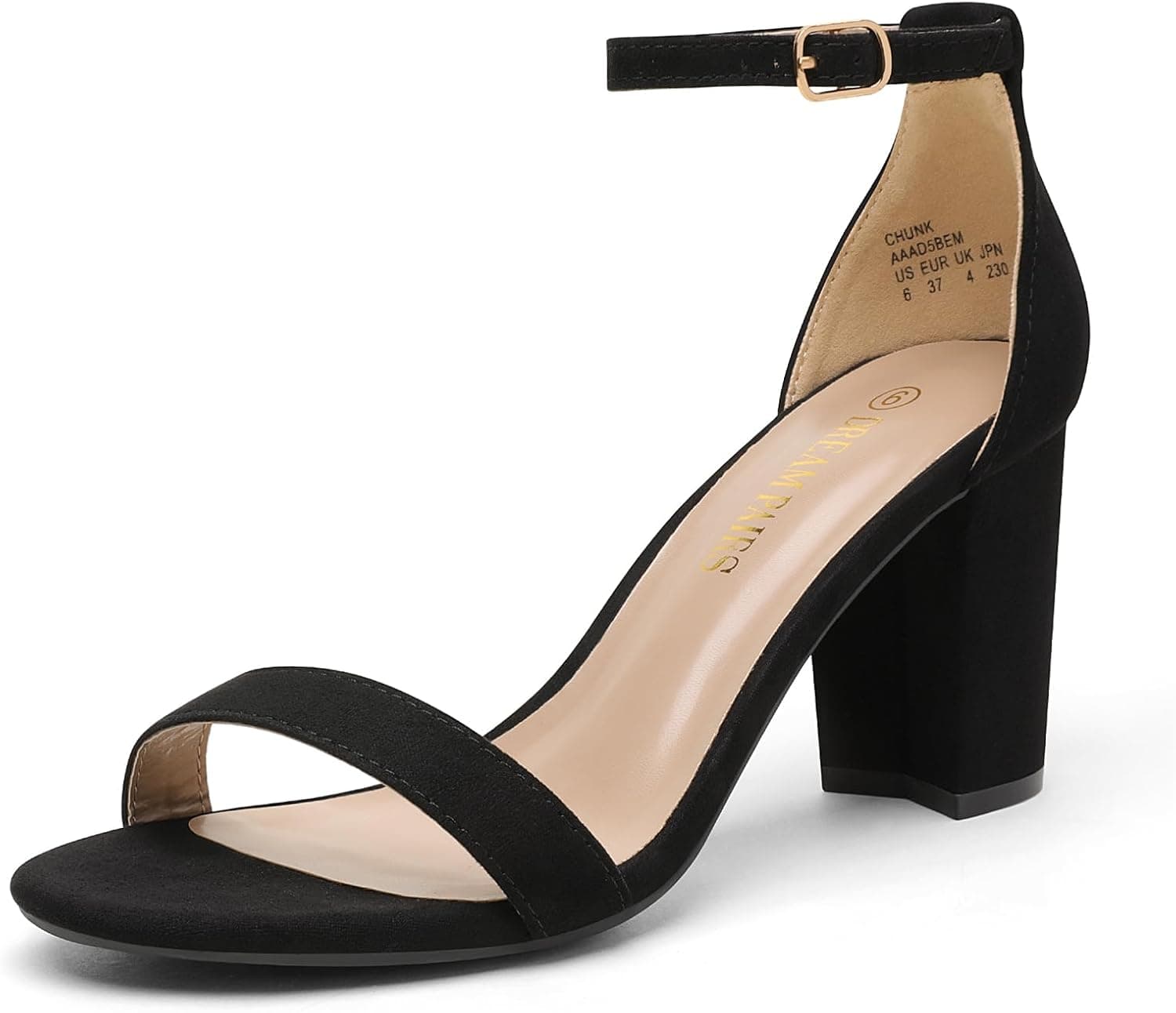 Black ankle-strap open-toe block-heel sandals
