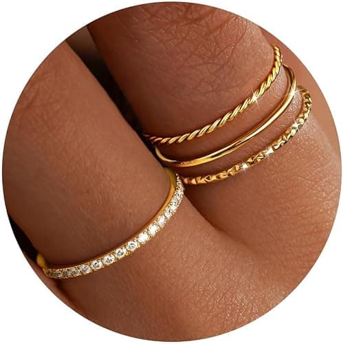 Dainty gold stackable ring set