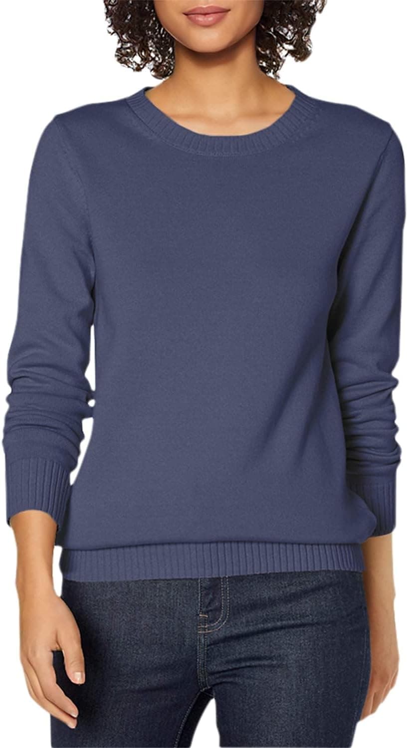 Navy plus-size cotton crewneck sweater