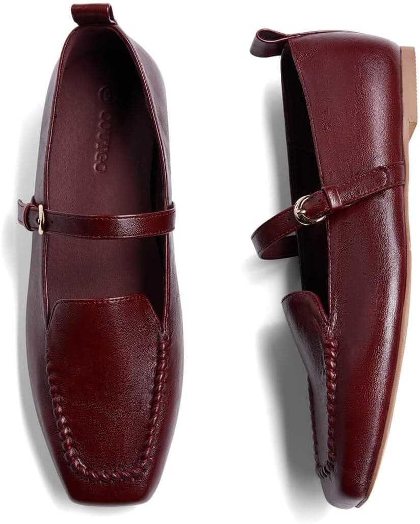Burgundy square-toe loafers