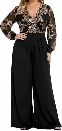 RED DOT BOUTIQUE plus-size gold sequin wide-leg jumpsuit