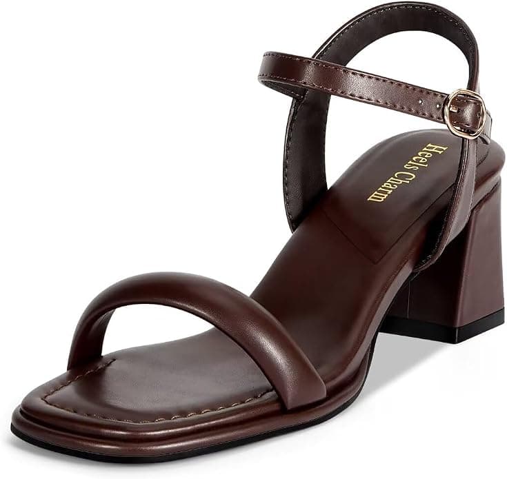 Tan chunky block-heel sandals