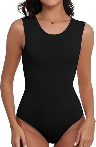 Black sleeveless tank bodysuit