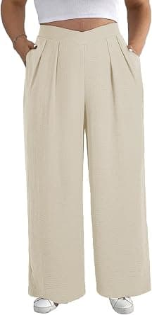 Eytino plus-size parchment wide-leg work pants