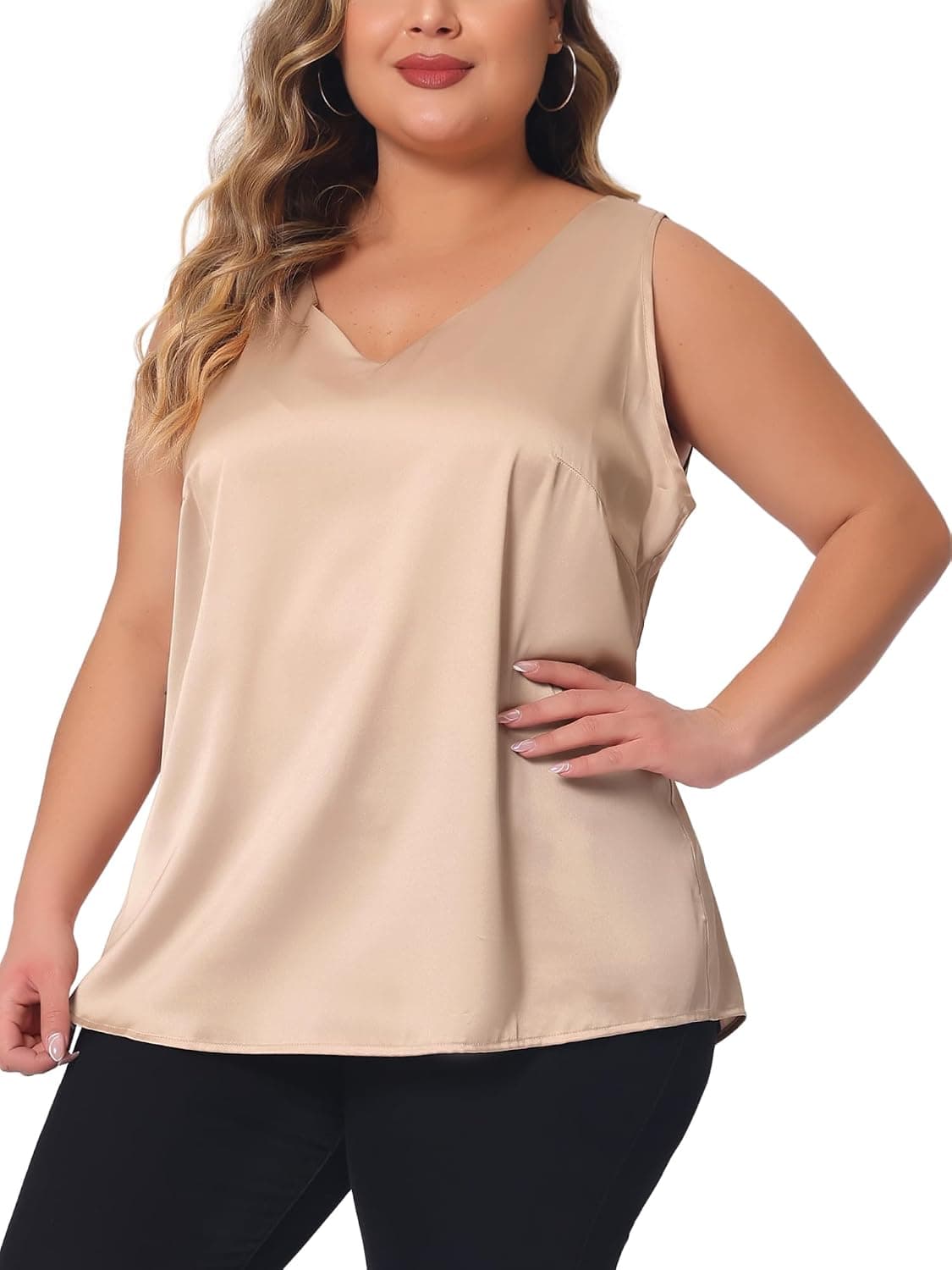 Champagne plus-size satin V-neck cami