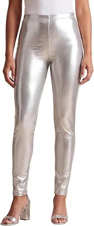 Silver metallic plus-size leggings