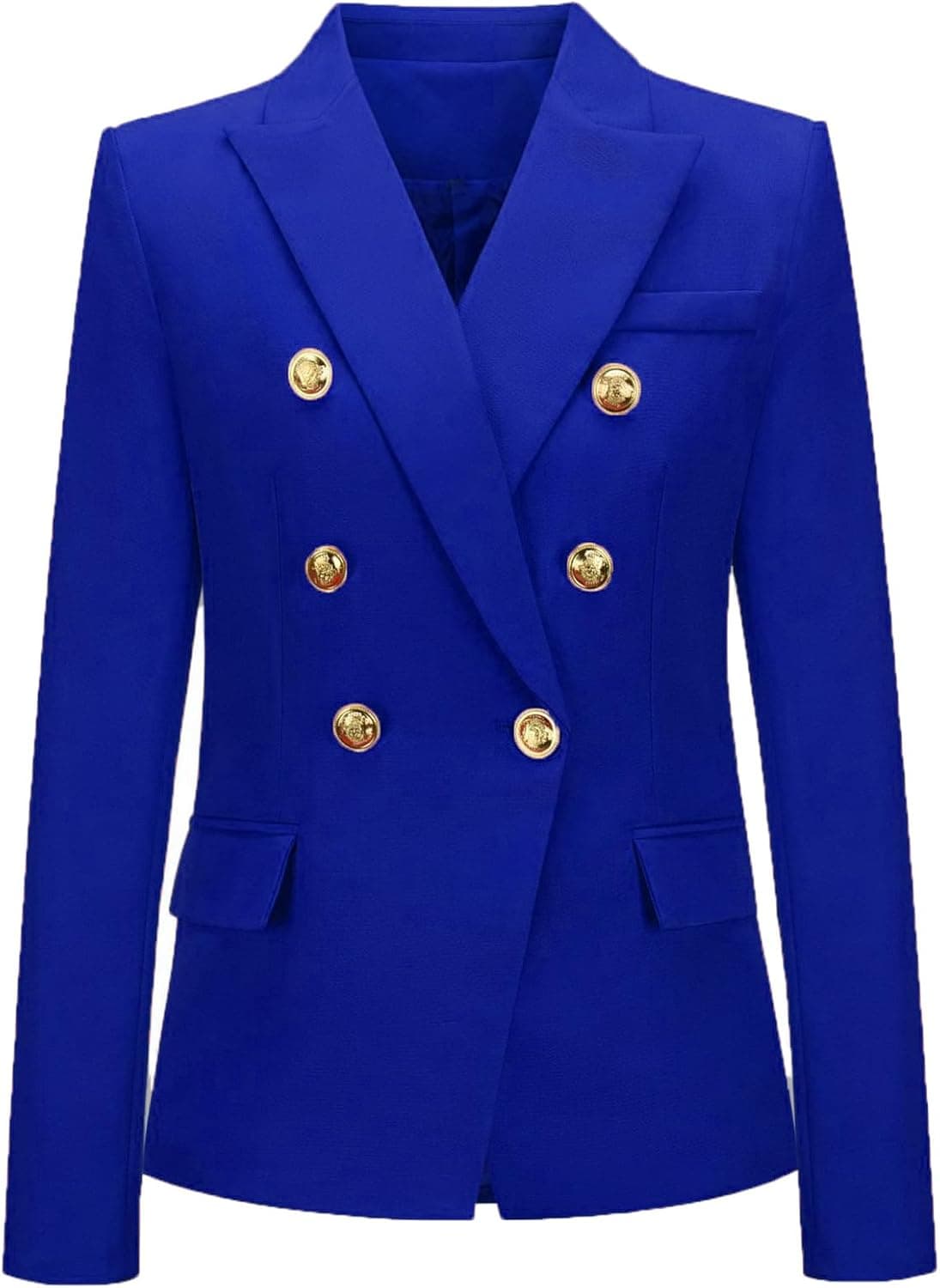 Royal-blue double-breasted blazer