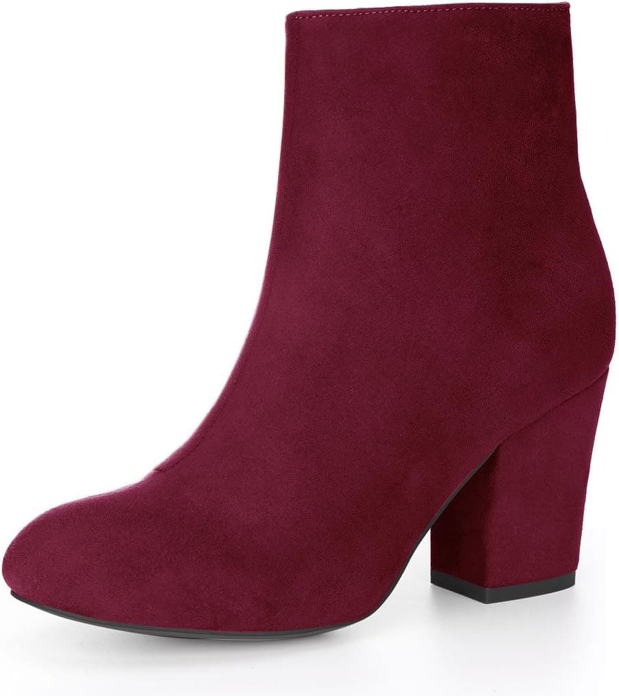Burgundy faux-suede ankle boots