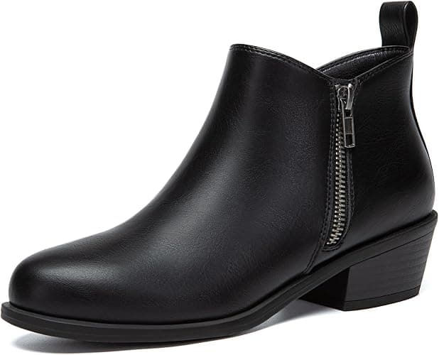 Black leather ankle boots