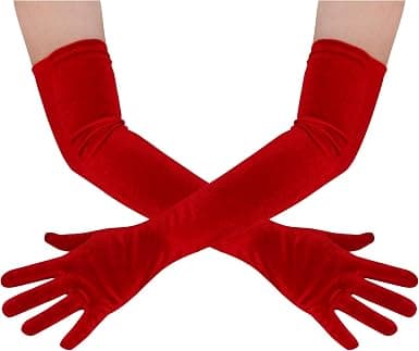 Lystaii red velvet elbow-length opera gloves