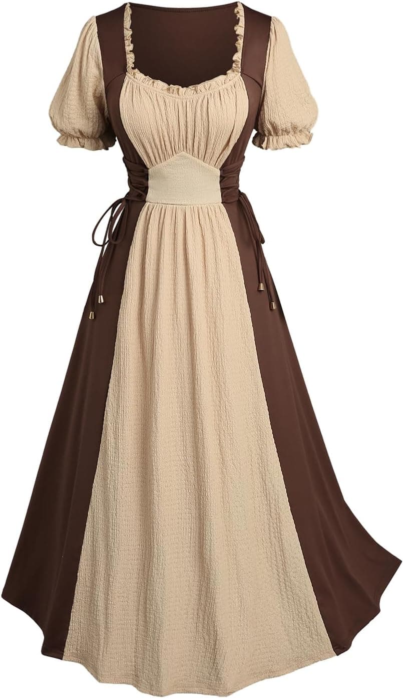 Brown plus-size corset midi dress